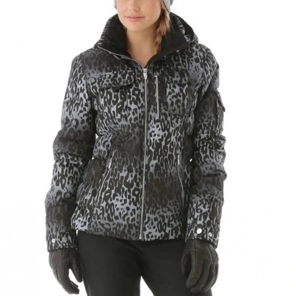 Obermeyer Leopard Print Puffer Jacket – Women’s Size 8 Ski Snowboard Winter Coat - Picture 1 of 16